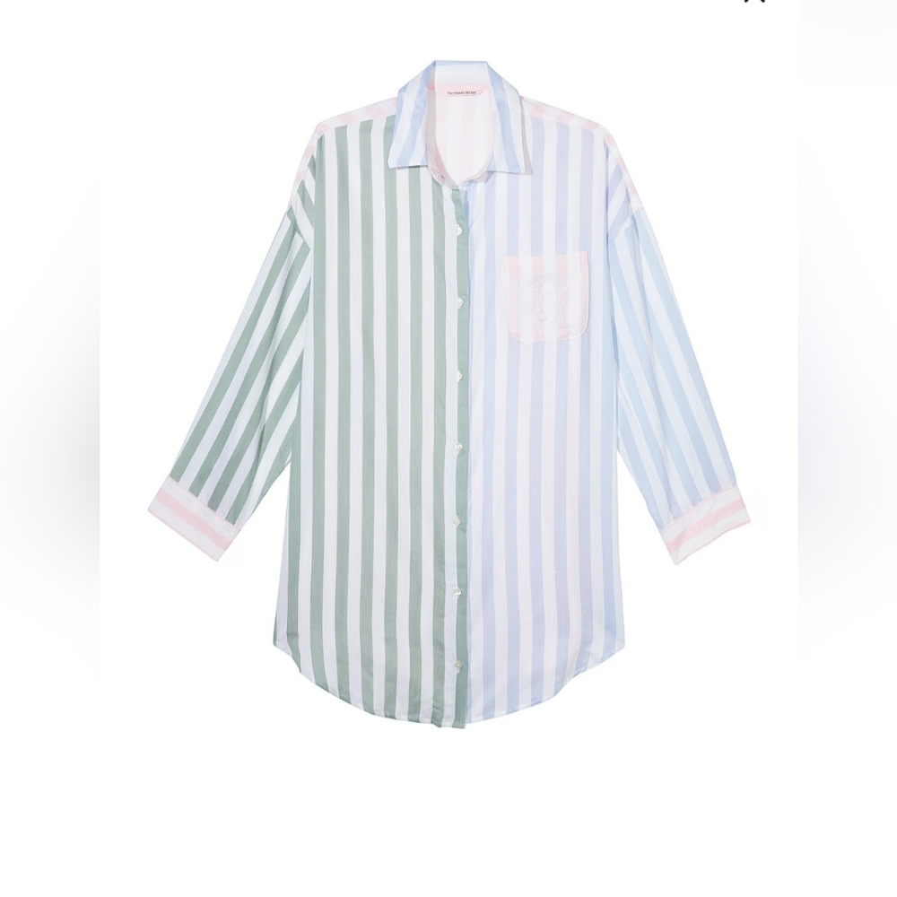 Victoria's Secret Green and Blue Striped Shirt